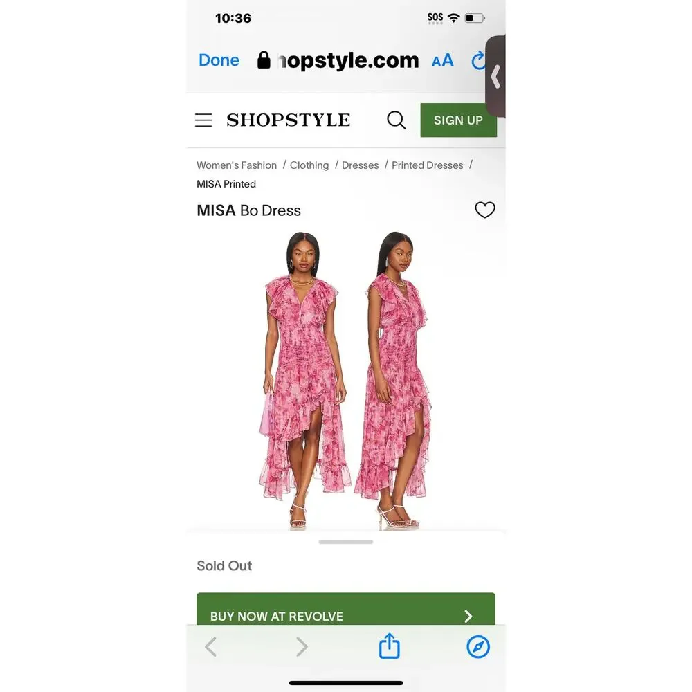 MISA Los Angeles Floral Print Bo Dress Pink Women's Size XS NWT